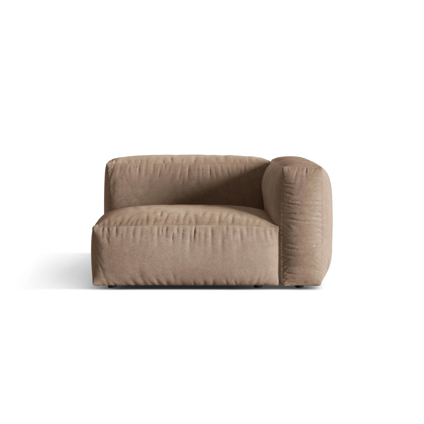 Martina Modulares Sofa Sitzelement, Rechte Seite, Sitztiefe 76 cm, aus Samt in Dunkelbeige (Vogue 3), 120x106 cm von Micadoni – Bild 1