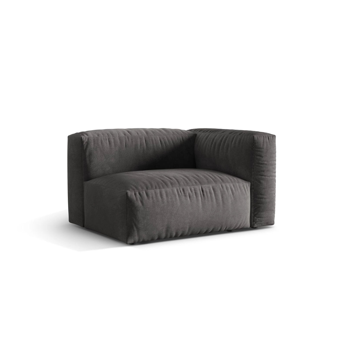 Martina Modulares Sofa Sitzelement, Rechte Seite, Sitztiefe 76 cm, aus Samt in Grau (Vogue 15), 120x106 cm von Micadoni – Bild 3