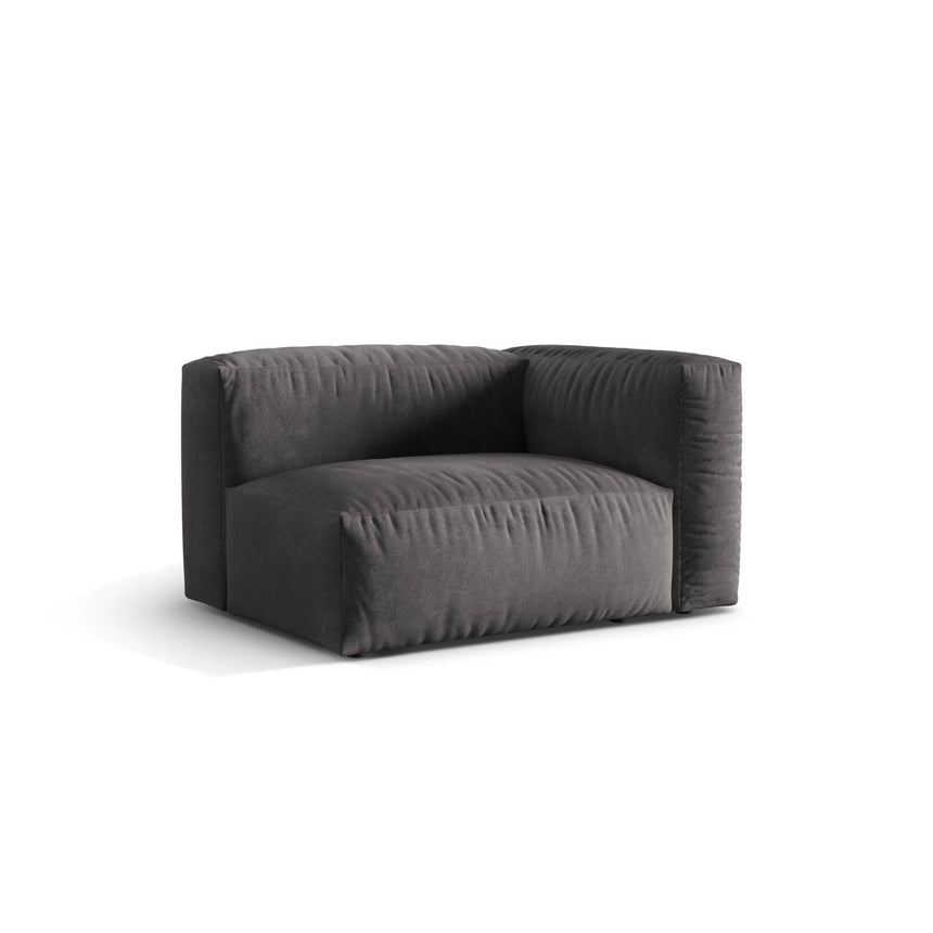 Martina Modulares Sofa Sitzelement, Rechte Seite, Sitztiefe 76 cm, aus Samt in Grau (Vogue 15), 120x106 cm von Micadoni – Bild 3