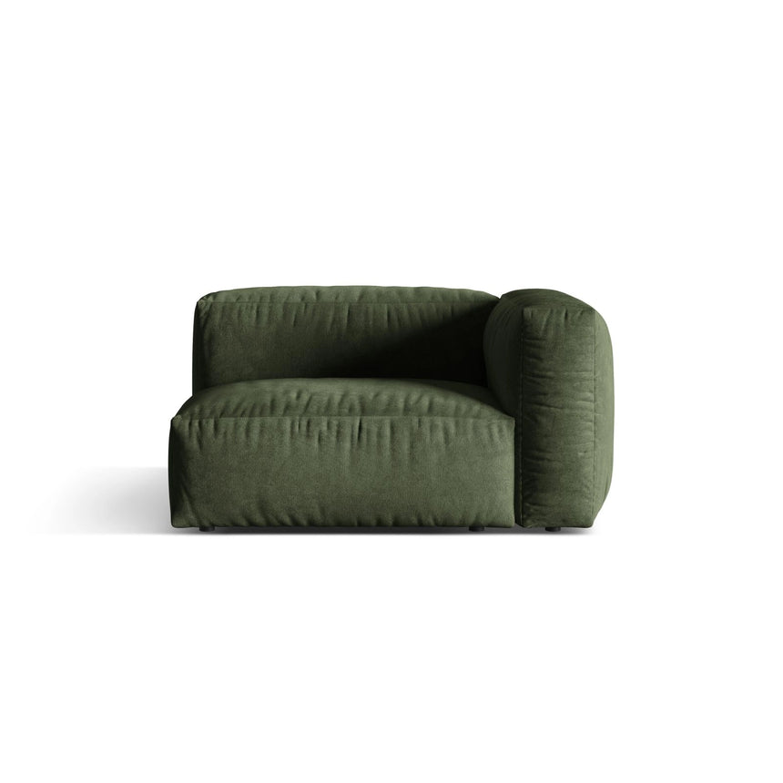 Martina Modulares Sofa Sitzelement, Rechte Seite, Sitztiefe 76 cm, aus Samt in Grün (Vogue 11), 120x106 cm von Micadoni – Bild 1