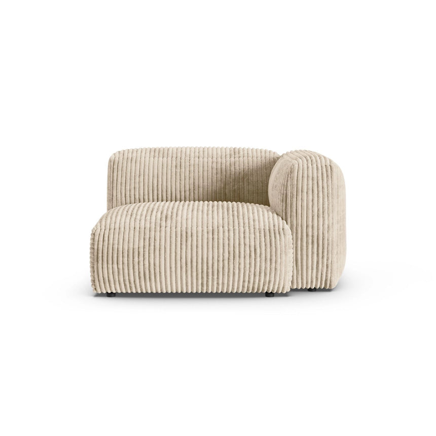 Martina Modulares Sofa Sitzelement, Rechte Seite, Sitztiefe 90 cm, aus Cord in Leichtes Beige (Tilia 03), 120x120 cm von Micadoni – Bild 1
