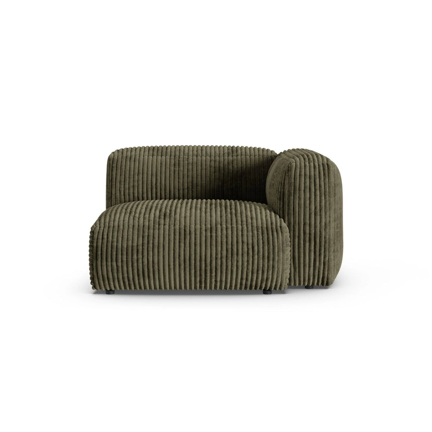 Martina Modulares Sofa Sitzelement, Rechte Seite, Sitztiefe 90 cm, aus Cord in Moosgrün (Tilia 37), 120x120 cm von Micadoni – Bild 1