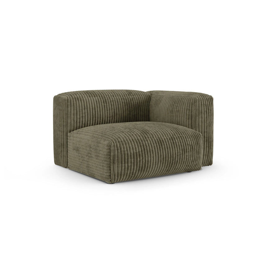 Martina Modulares Sofa Sitzelement, Rechte Seite, Sitztiefe 90 cm, aus Cord in Moosgrün (Tilia 37), 120x120 cm von Micadoni – Bild 3