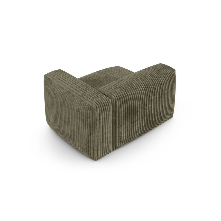 Martina Modulares Sofa Sitzelement, Rechte Seite, Sitztiefe 90 cm, aus Cord in Moosgrün (Tilia 37), 120x120 cm von Micadoni – Bild 4
