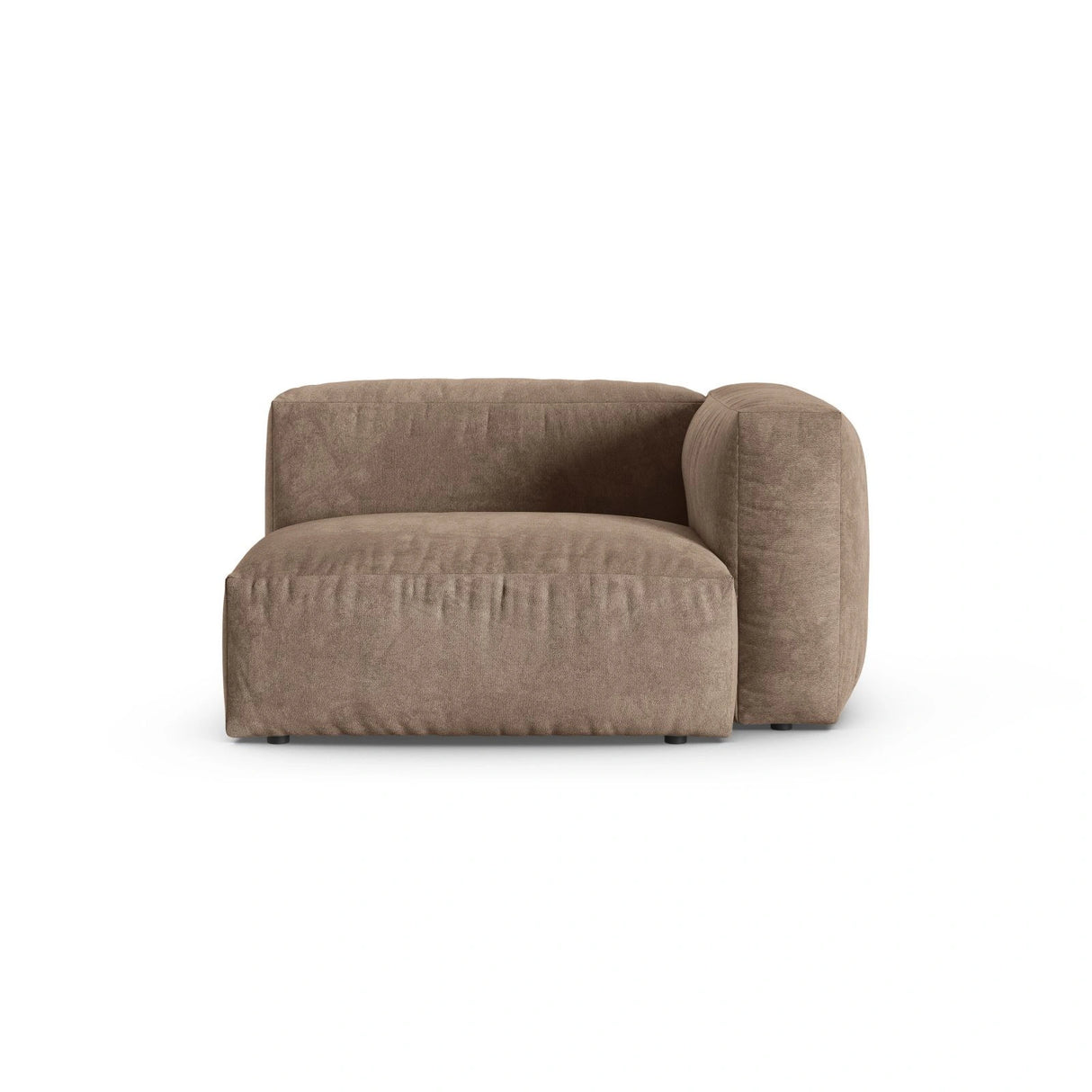 Martina Modulares Sofa Sitzelement, Rechte Seite, Sitztiefe 90 cm, aus Samt in Dunkelbeige (Vogue 3), 120x120 cm von Micadoni – Bild 1