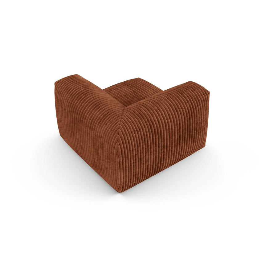 Martina Modulares Sofa Sitzelement, Symmetrisch, Sitztiefe 90 cm, aus Cord in Brick (Tilia 52), 120x120 cm von Micadoni – Bild 4