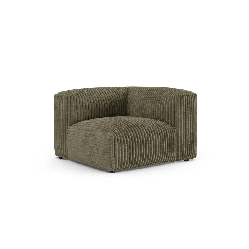 Martina Modulares Sofa Sitzelement, Symmetrisch, Sitztiefe 90 cm, aus Cord in Moosgrün (Tilia 37), 120x120 cm von Micadoni – Bild 3