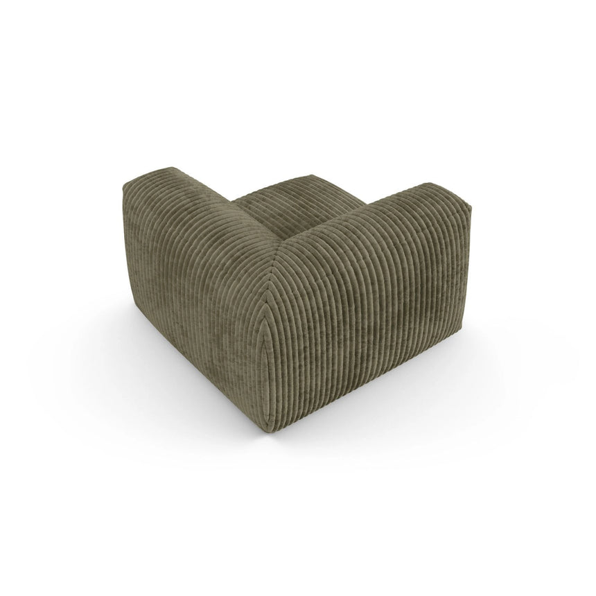 Martina Modulares Sofa Sitzelement, Symmetrisch, Sitztiefe 90 cm, aus Cord in Moosgrün (Tilia 37), 120x120 cm von Micadoni – Bild 4