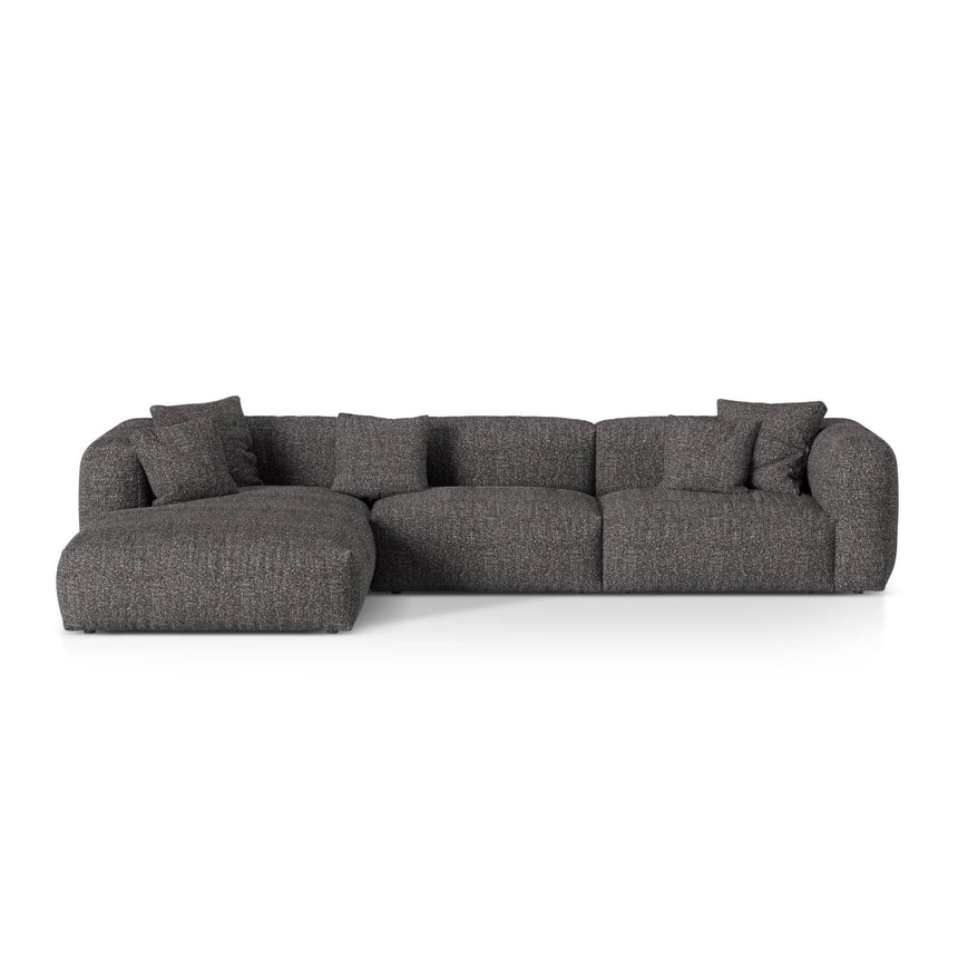 Martina modulares Ecksofa, Linke Seite, Sitztiefe 76 cm, aus Boucle in Anthrazit (Monet Anthracite), 330x176 cm von Micadoni – Bild 1
