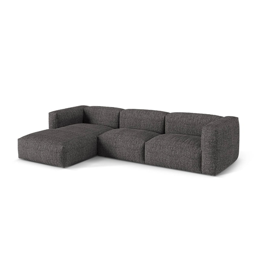 Martina modulares Ecksofa, Linke Seite, Sitztiefe 76 cm, aus Boucle in Anthrazit (Monet Anthracite), 330x176 cm von Micadoni – Bild 3