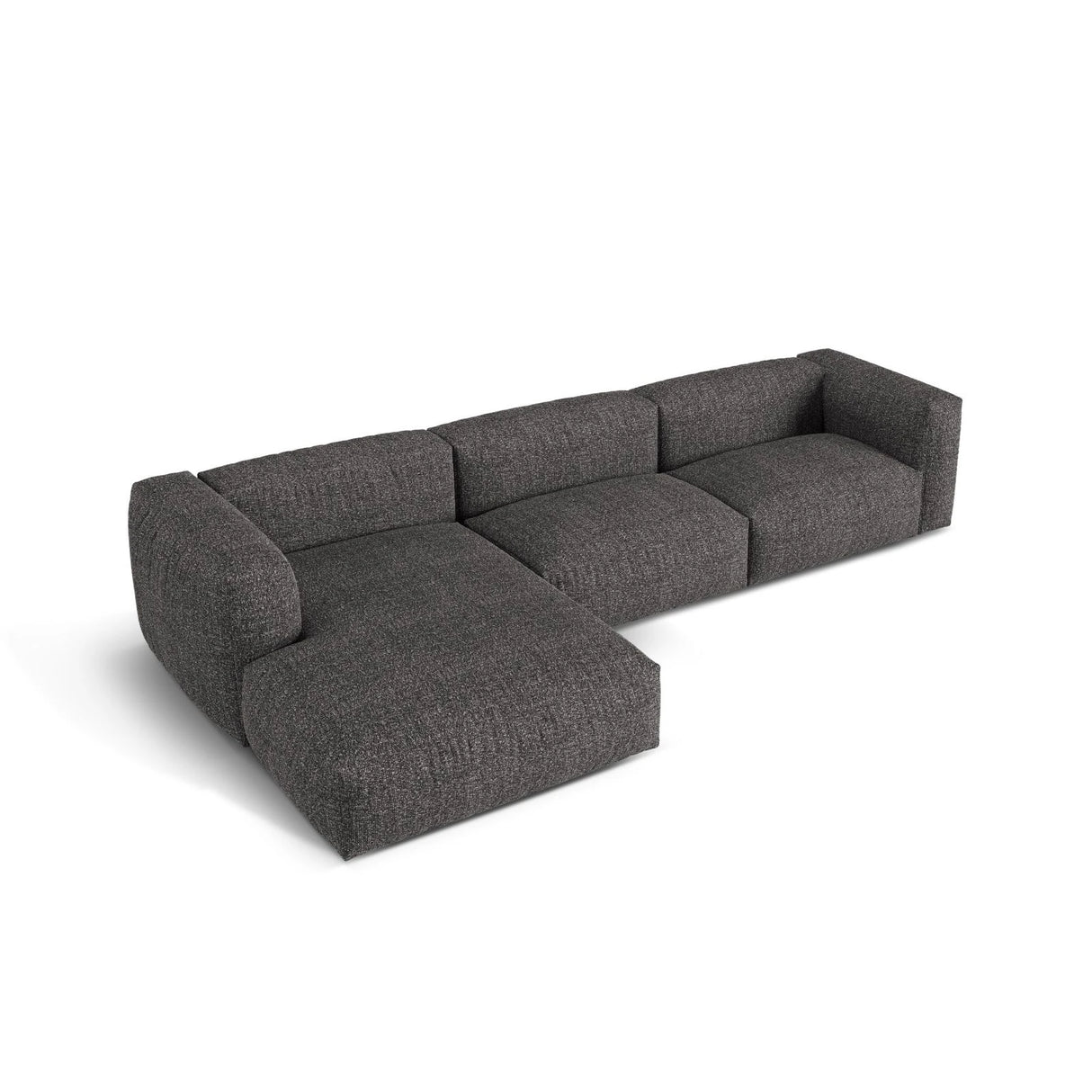 Martina modulares Ecksofa, Linke Seite, Sitztiefe 76 cm, aus Boucle in Anthrazit (Monet Anthracite), 330x176 cm von Micadoni – Bild 4