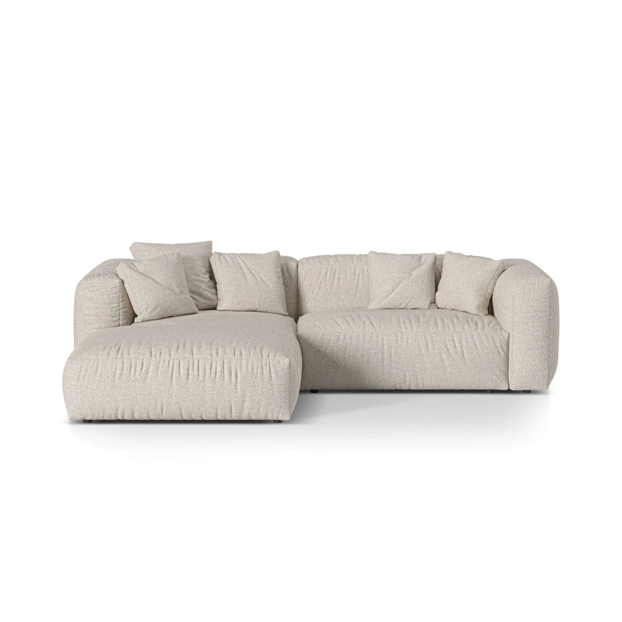 Martina modulares Ecksofa, Linke Seite, Sitztiefe 76 cm, aus Boucle in Beige (Monet Sand), 280x176 cm von Micadoni – Bild 1