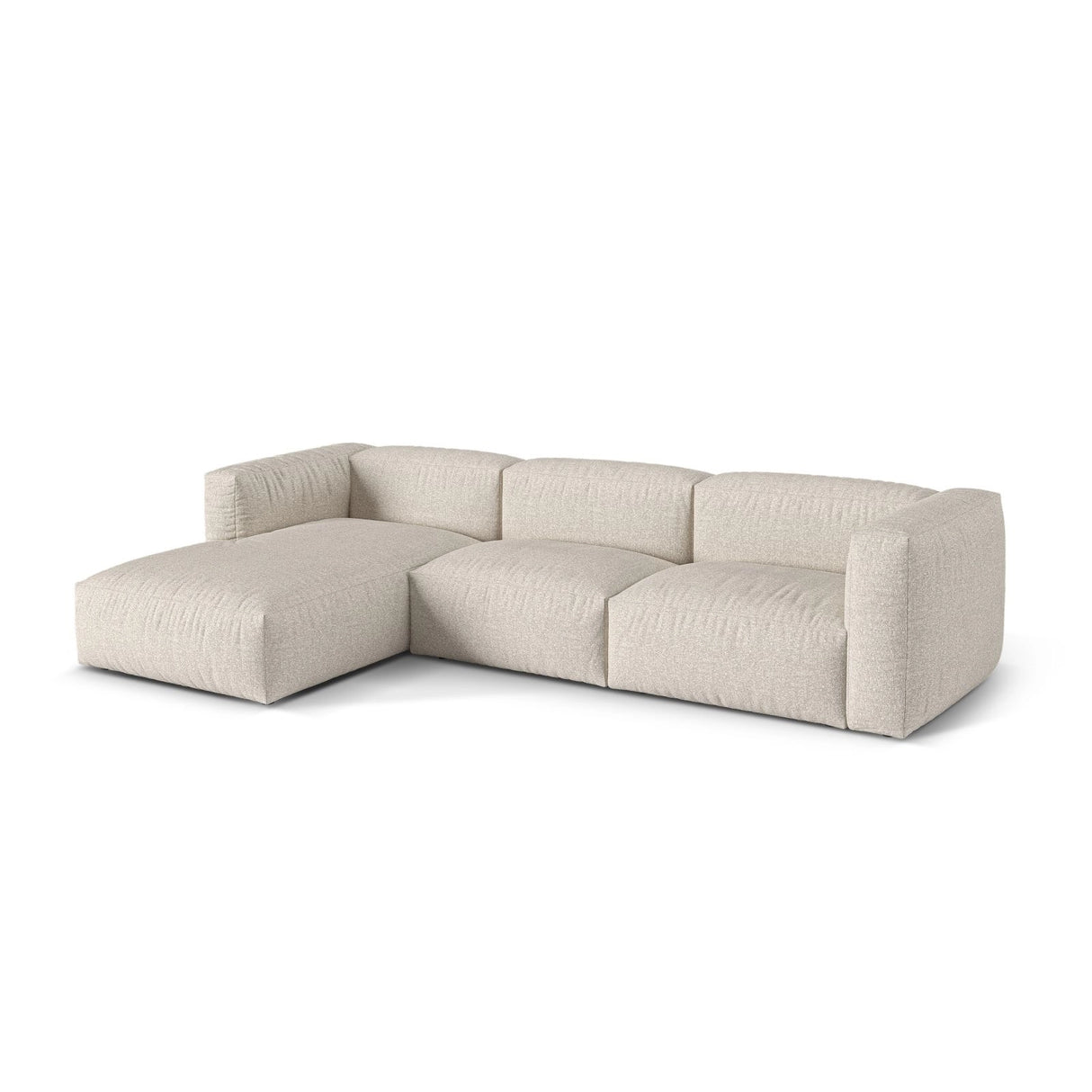 Martina modulares Ecksofa, Linke Seite, Sitztiefe 76 cm, aus Boucle in Beige (Monet Sand), 330x176 cm von Micadoni – Bild 3