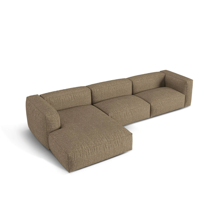Martina modulares Ecksofa, Linke Seite, Sitztiefe 76 cm, aus Boucle in Cappuccino (Monet Cappucino), 330x176 cm von Micadoni – Bild 4