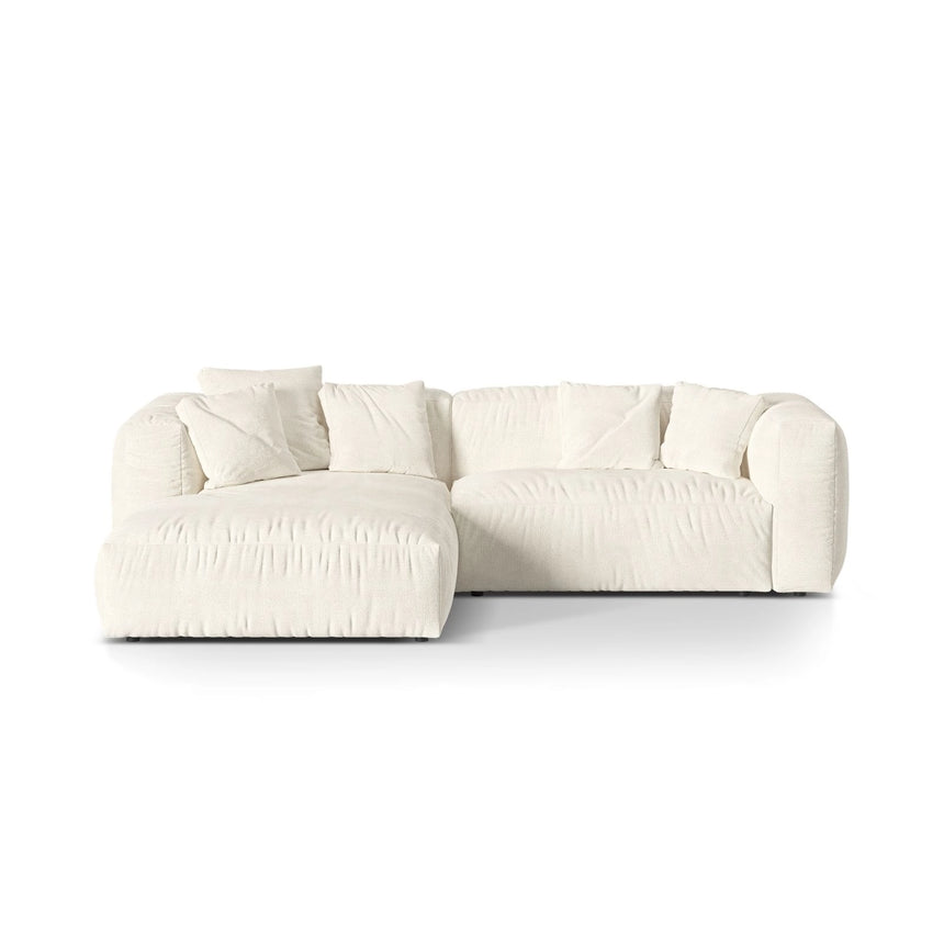 Martina modulares Ecksofa, Linke Seite, Sitztiefe 76 cm, aus Boucle in Elfenbein (Monet Nata), 280x176 cm von Micadoni – Bild 1