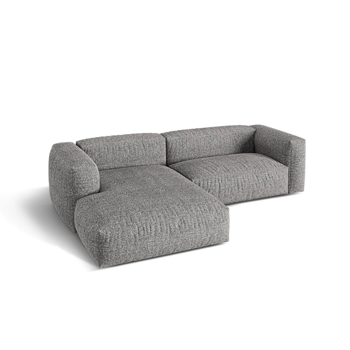 Martina modulares Ecksofa, Linke Seite, Sitztiefe 76 cm, aus Boucle in Graphit (Monet Graphite), 280x176 cm von Micadoni – Bild 4