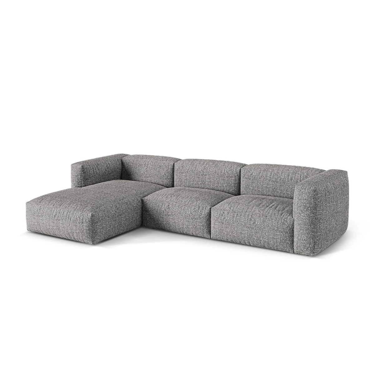 Martina modulares Ecksofa, Linke Seite, Sitztiefe 76 cm, aus Boucle in Graphit (Monet Graphite), 330x176 cm von Micadoni – Bild 3