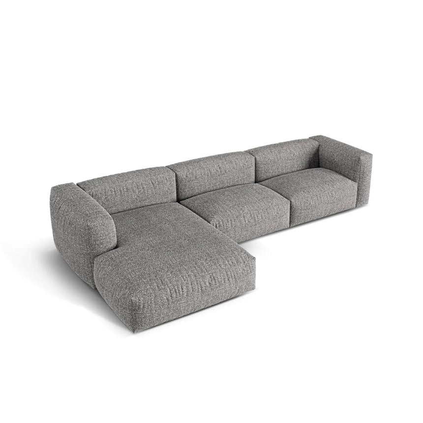 Martina modulares Ecksofa, Linke Seite, Sitztiefe 76 cm, aus Boucle in Graphit (Monet Graphite), 330x176 cm von Micadoni – Bild 4