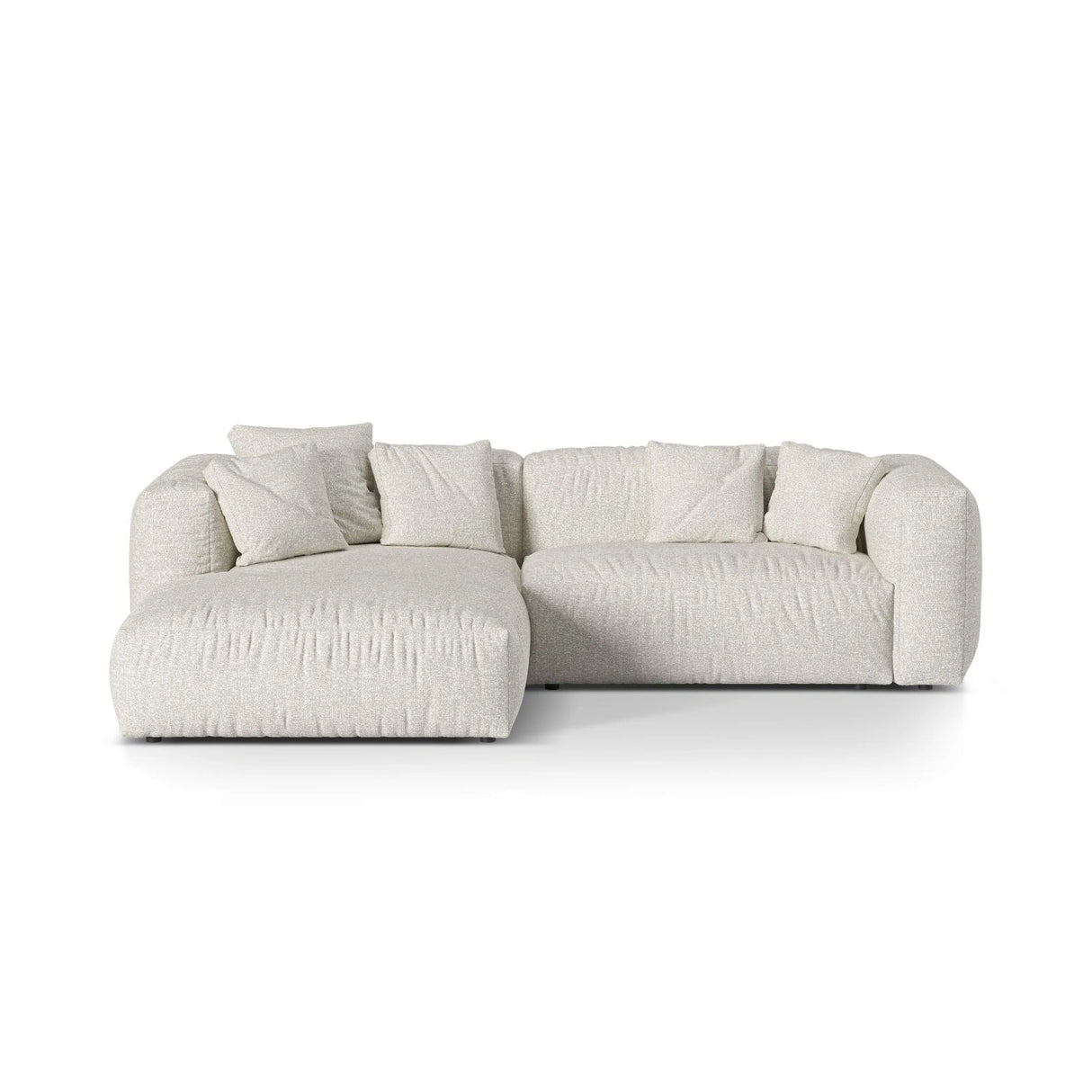 Martina modulares Ecksofa, Linke Seite, Sitztiefe 76 cm, aus Boucle in Grau Beige meliert (Monet Pearl), 280x176 cm von Micadoni – Bild 1