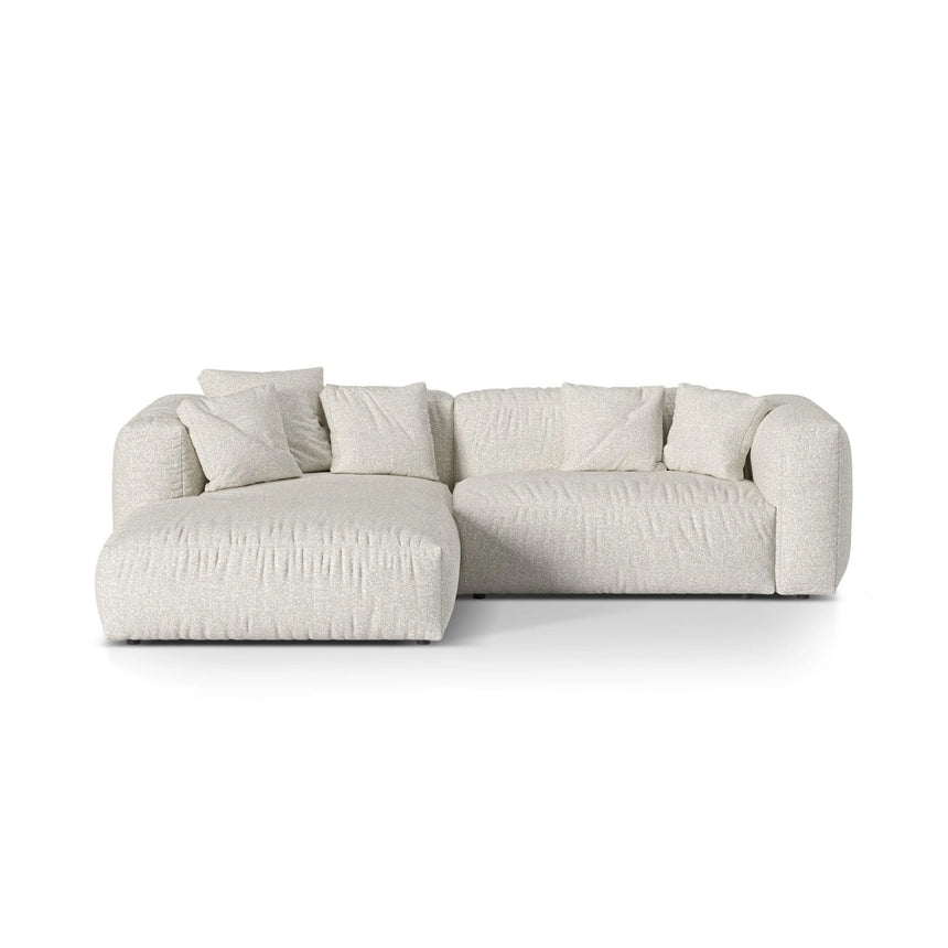 Martina modulares Ecksofa, Linke Seite, Sitztiefe 76 cm, aus Boucle in Grau Beige meliert (Monet Pearl), 280x176 cm von Micadoni – Bild 1
