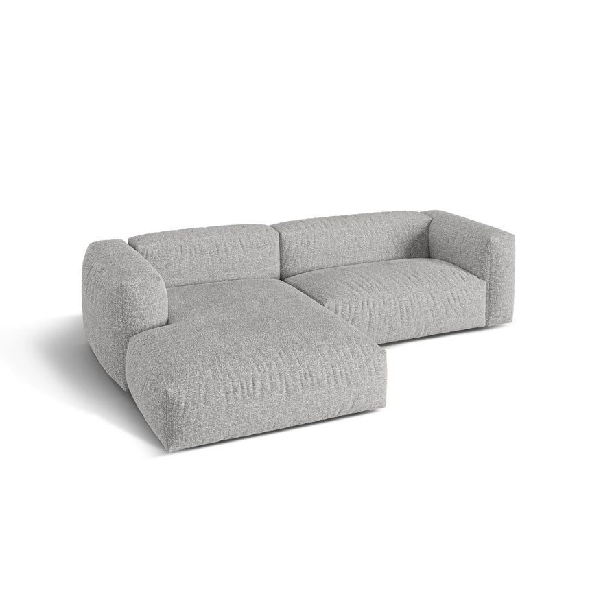 Martina modulares Ecksofa, Linke Seite, Sitztiefe 76 cm, aus Boucle in Silber (Monet Silver), 280x176 cm von Micadoni – Bild 4