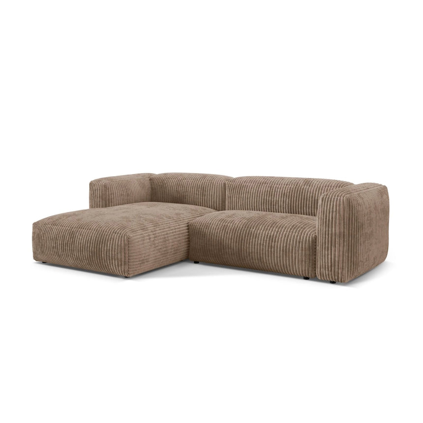 Martina modulares Ecksofa, Linke Seite, Sitztiefe 76 cm, aus Cord in Acorn (Tilia 17), 280x176 cm von Micadoni – Bild 3