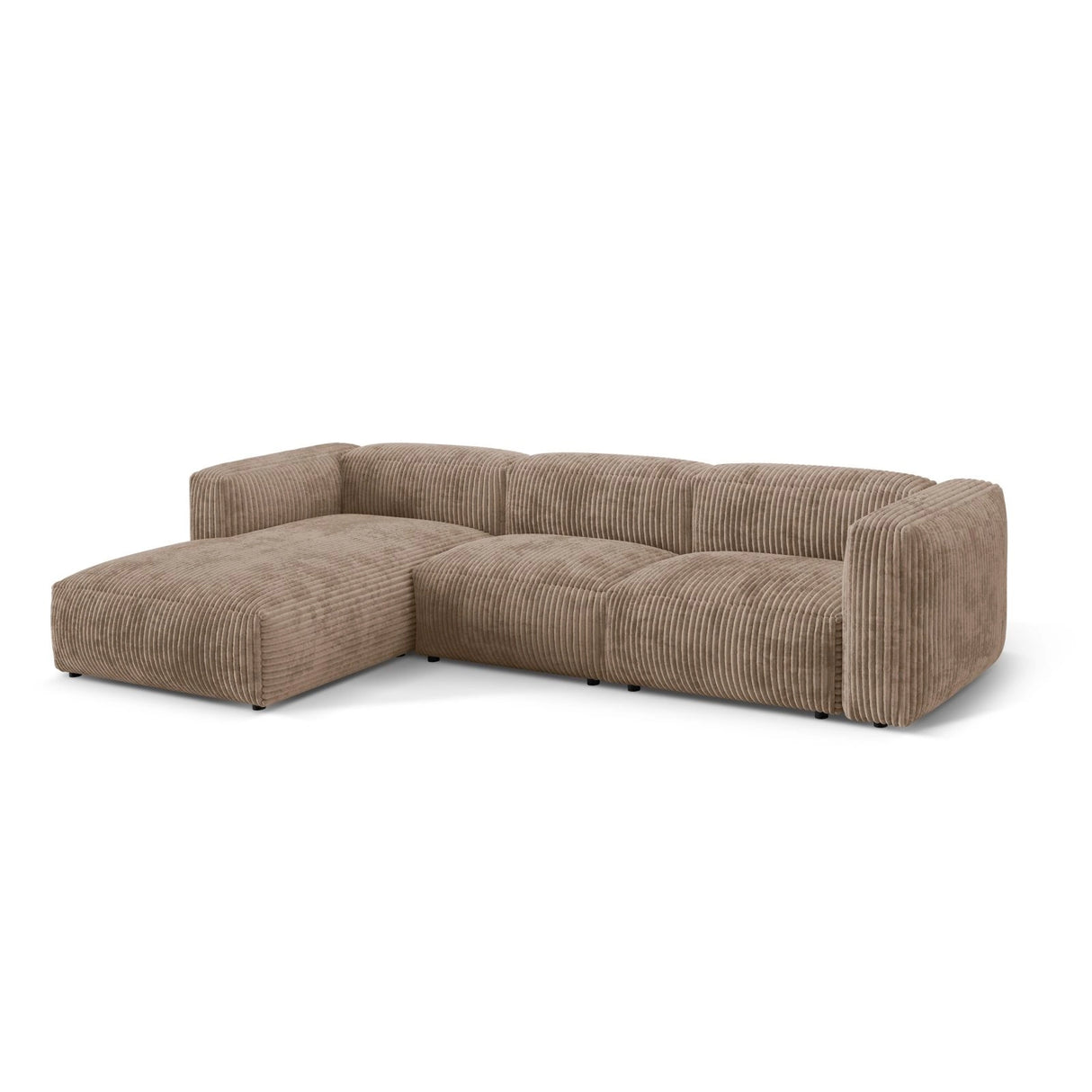 Martina modulares Ecksofa, Linke Seite, Sitztiefe 76 cm, aus Cord in Acorn (Tilia 17), 330x176 cm von Micadoni – Bild 3