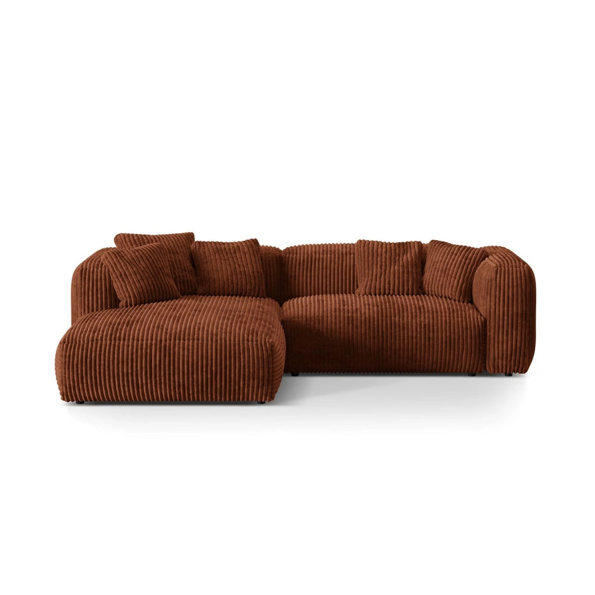 Martina modulares Ecksofa, Linke Seite, Sitztiefe 76 cm, aus Cord in Brick (Tilia 52), 280x176 cm von Micadoni – Bild 1