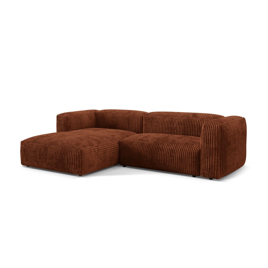 Martina modulares Ecksofa, Linke Seite, Sitztiefe 76 cm, aus Cord in Brick (Tilia 52), 280x176 cm von Micadoni – Bild 3