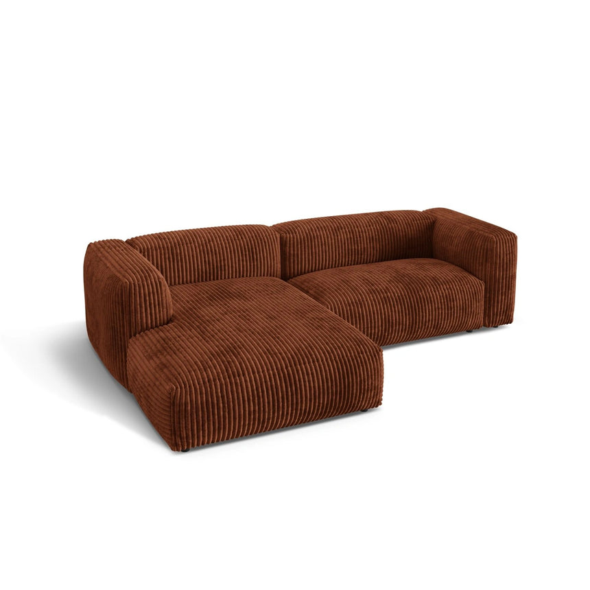 Martina modulares Ecksofa, Linke Seite, Sitztiefe 76 cm, aus Cord in Brick (Tilia 52), 280x176 cm von Micadoni – Bild 4
