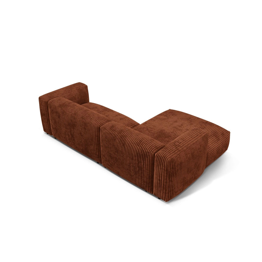 Martina modulares Ecksofa, Linke Seite, Sitztiefe 76 cm, aus Cord in Brick (Tilia 52), 280x176 cm von Micadoni – Bild 5