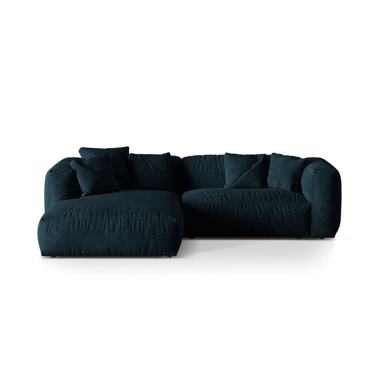 Martina modulares Ecksofa, Linke Seite, Sitztiefe 76 cm, aus Samt in Deep Petrol (Vogue 13), 280x176 cm von Micadoni – Bild 1