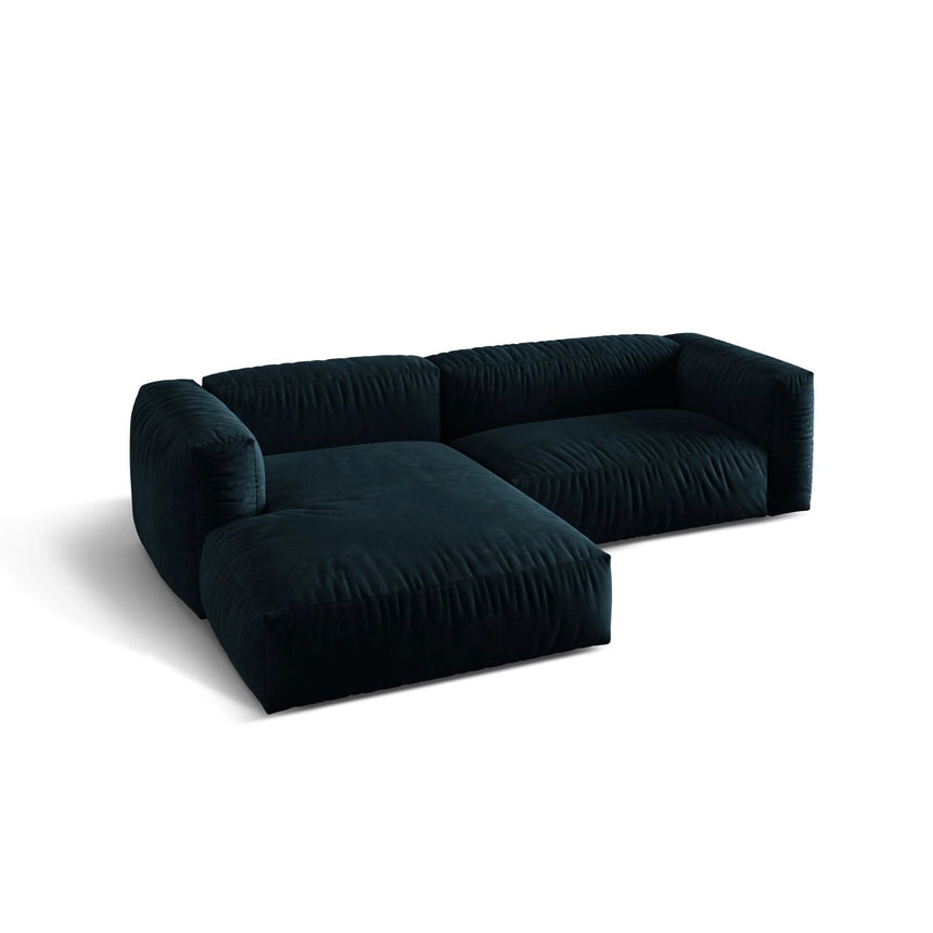 Martina modulares Ecksofa, Linke Seite, Sitztiefe 76 cm, aus Samt in Deep Petrol (Vogue 13), 280x176 cm von Micadoni – Bild 4