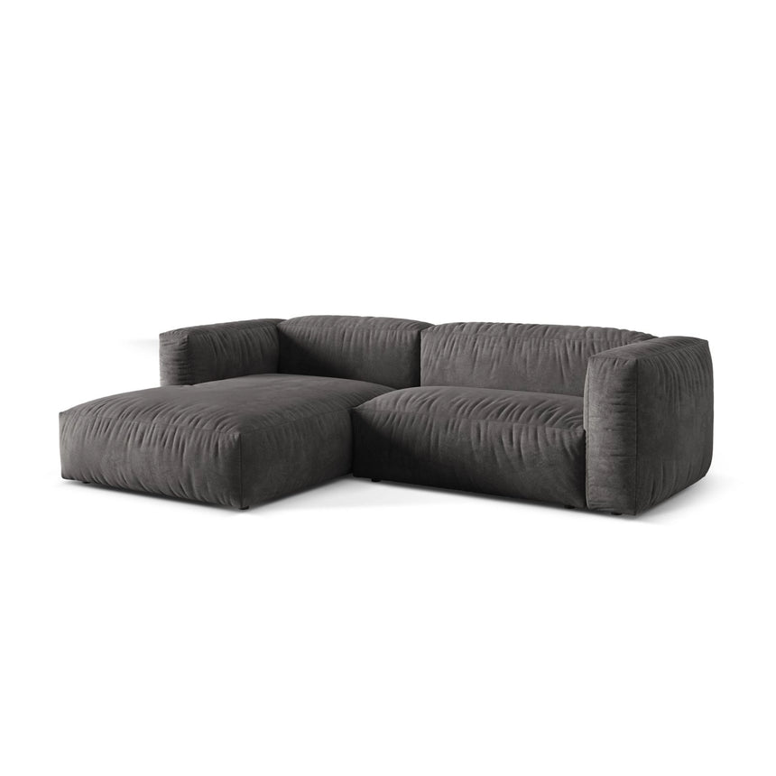 Martina modulares Ecksofa, Linke Seite, Sitztiefe 76 cm, aus Samt in Grau (Vogue 15), 280x176 cm von Micadoni – Bild 3