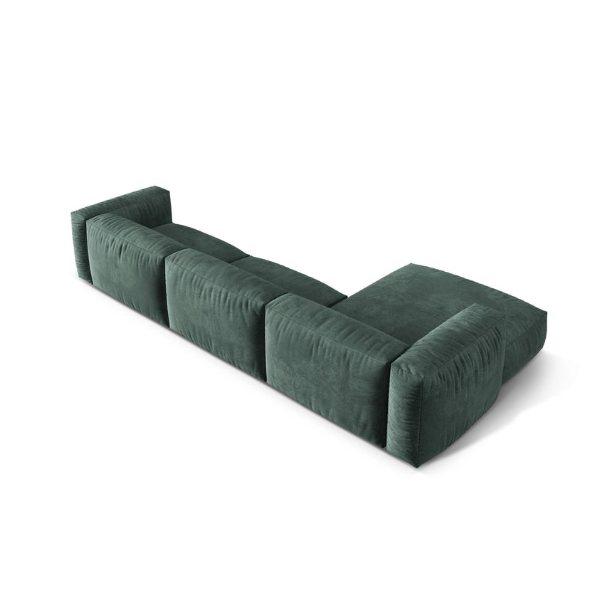 Martina modulares Ecksofa, Linke Seite, Sitztiefe 76 cm, aus Samt in Petrol (Vogue 12), 330x176 cm von Micadoni – Bild 5
