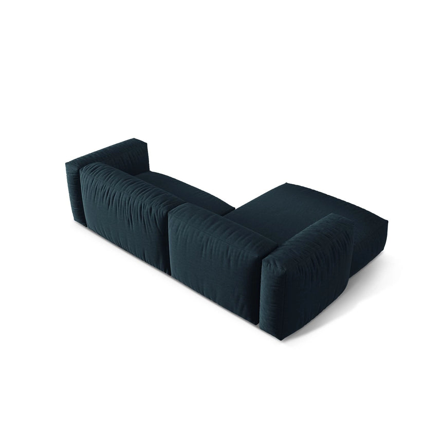 Martina modulares Ecksofa, Linke Seite, Sitztiefe 76 cm, aus Strukturierter Stoff in Blau Jeans (Boston Ocean), 280x176 cm von Micadoni – Bild 5