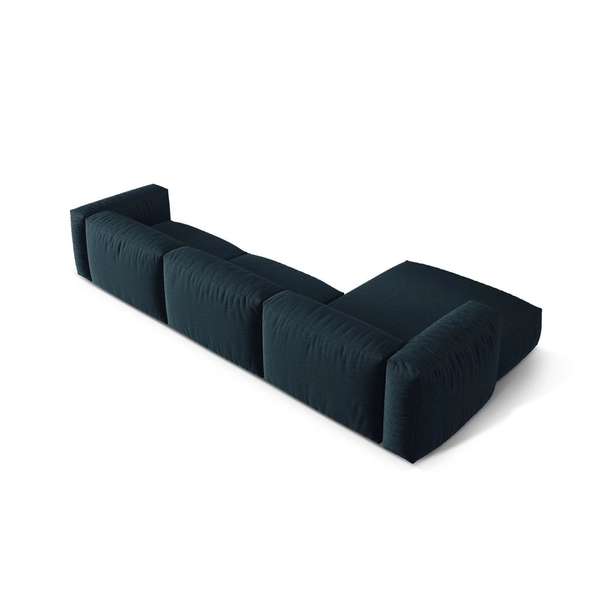 Martina modulares Ecksofa, Linke Seite, Sitztiefe 76 cm, aus Strukturierter Stoff in Blau Jeans (Boston Ocean), 330x176 cm von Micadoni – Bild 5