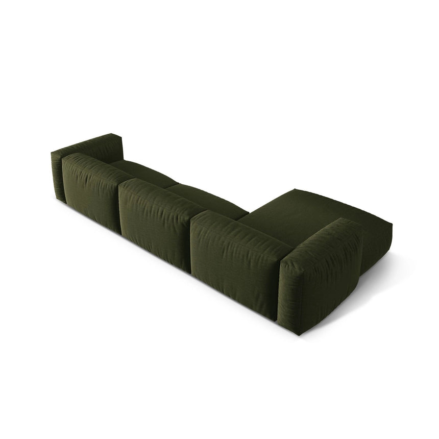 Martina modulares Ecksofa, Linke Seite, Sitztiefe 76 cm, aus Strukturierter Stoff in Grün (Boston Forest), 330x176 cm von Micadoni – Bild 5