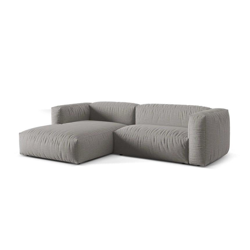 Martina modulares Ecksofa, Linke Seite, Sitztiefe 76 cm, aus Strukturierter Stoff in Hellgrau (Boston Light Grey), 280x176 cm von Micadoni – Bild 3