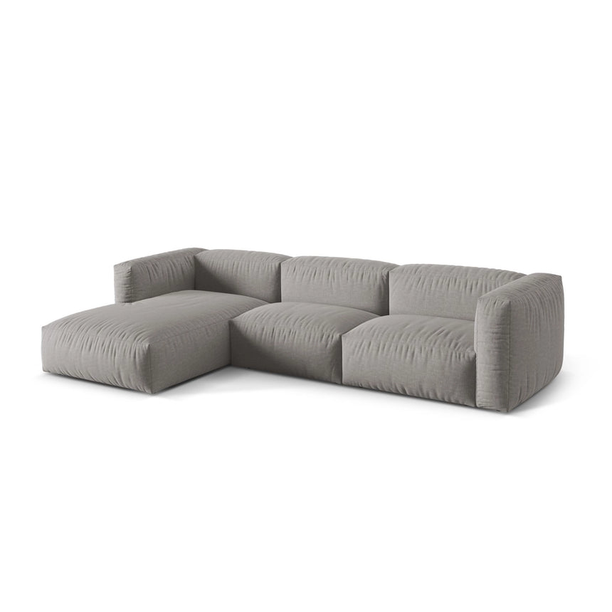 Martina modulares Ecksofa, Linke Seite, Sitztiefe 76 cm, aus Strukturierter Stoff in Hellgrau (Boston Light Grey), 330x176 cm von Micadoni – Bild 3