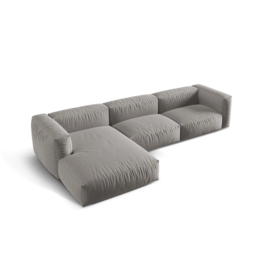 Martina modulares Ecksofa, Linke Seite, Sitztiefe 76 cm, aus Strukturierter Stoff in Hellgrau (Boston Light Grey), 330x176 cm von Micadoni – Bild 4
