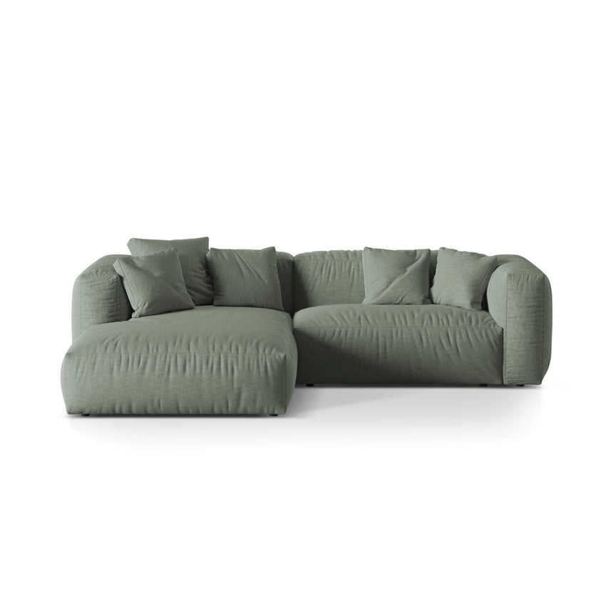 Martina modulares Ecksofa, Linke Seite, Sitztiefe 76 cm, aus Strukturierter Stoff in Moosgrün (Boston Water Green), 280x176 cm von Micadoni – Bild 1