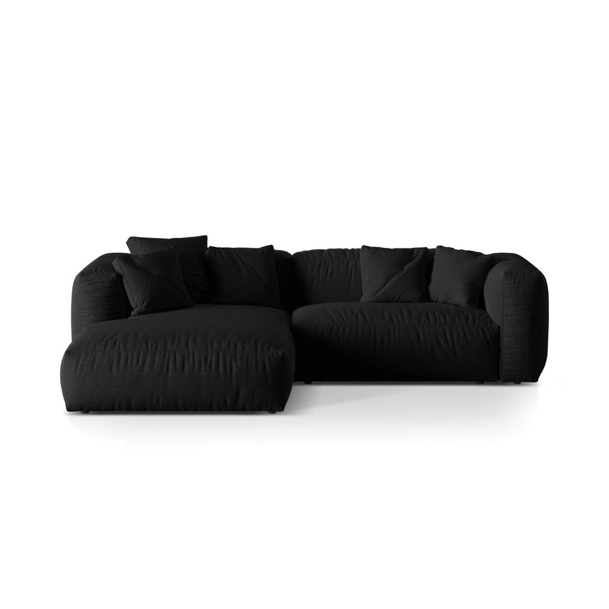 Martina modulares Ecksofa, Linke Seite, Sitztiefe 76 cm, aus Strukturierter Stoff in Schwarz (Boston Black), 280x176 cm von Micadoni – Bild 1