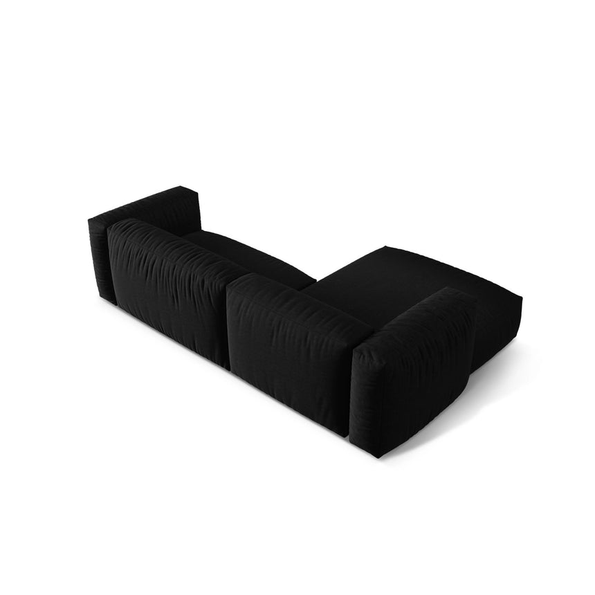 Martina modulares Ecksofa, Linke Seite, Sitztiefe 76 cm, aus Strukturierter Stoff in Schwarz (Boston Black), 280x176 cm von Micadoni – Bild 5