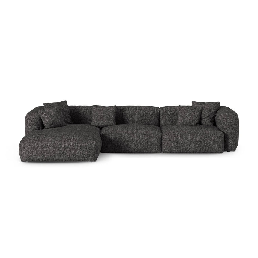 Martina modulares Ecksofa, Linke Seite, Sitztiefe 90 cm, aus Boucle in Anthrazit (Monet Anthracite), 330x176 cm von Micadoni – Bild 1