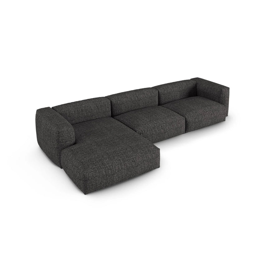 Martina modulares Ecksofa, Linke Seite, Sitztiefe 90 cm, aus Boucle in Anthrazit (Monet Anthracite), 330x176 cm von Micadoni – Bild 4