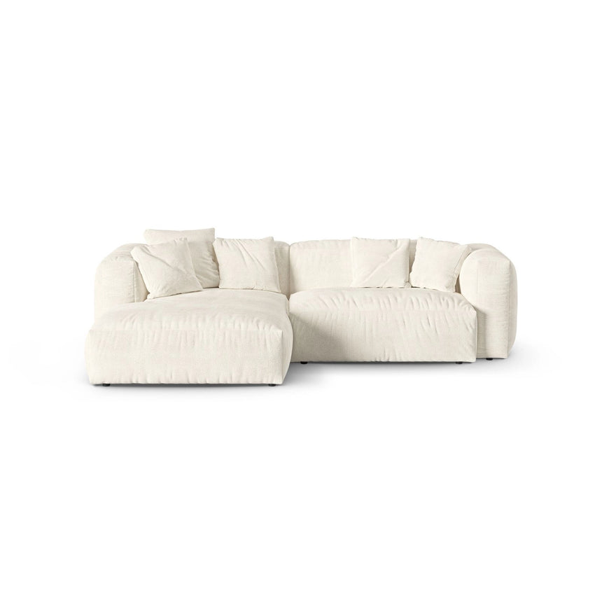 Martina modulares Ecksofa, Linke Seite, Sitztiefe 90 cm, aus Boucle in Elfenbein (Monet Nata), 280x176 cm von Micadoni – Bild 1