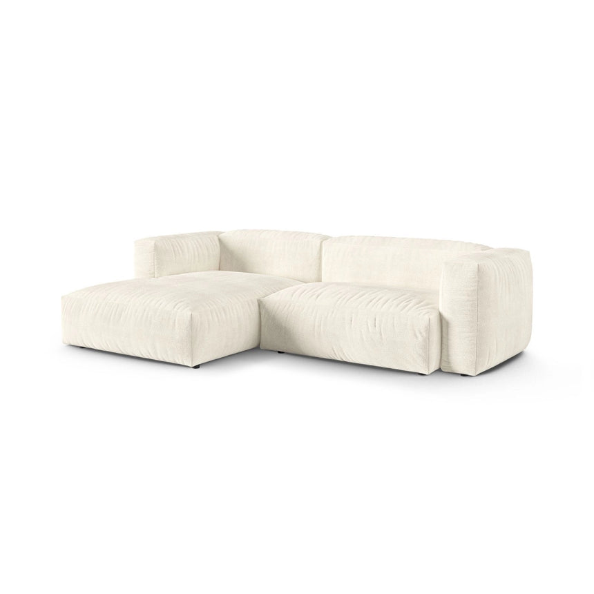 Martina modulares Ecksofa, Linke Seite, Sitztiefe 90 cm, aus Boucle in Elfenbein (Monet Nata), 280x176 cm von Micadoni – Bild 3