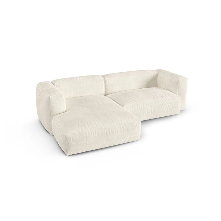 Martina modulares Ecksofa, Linke Seite, Sitztiefe 90 cm, aus Boucle in Elfenbein (Monet Nata), 280x176 cm von Micadoni – Bild 4