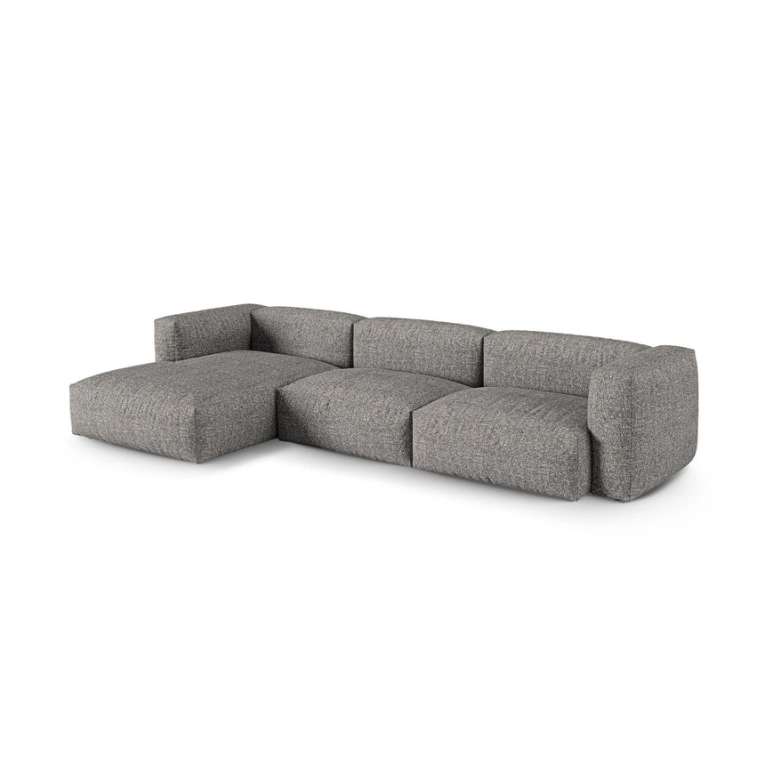 Martina modulares Ecksofa, Linke Seite, Sitztiefe 90 cm, aus Boucle in Graphit (Monet Graphite), 330x176 cm von Micadoni – Bild 3